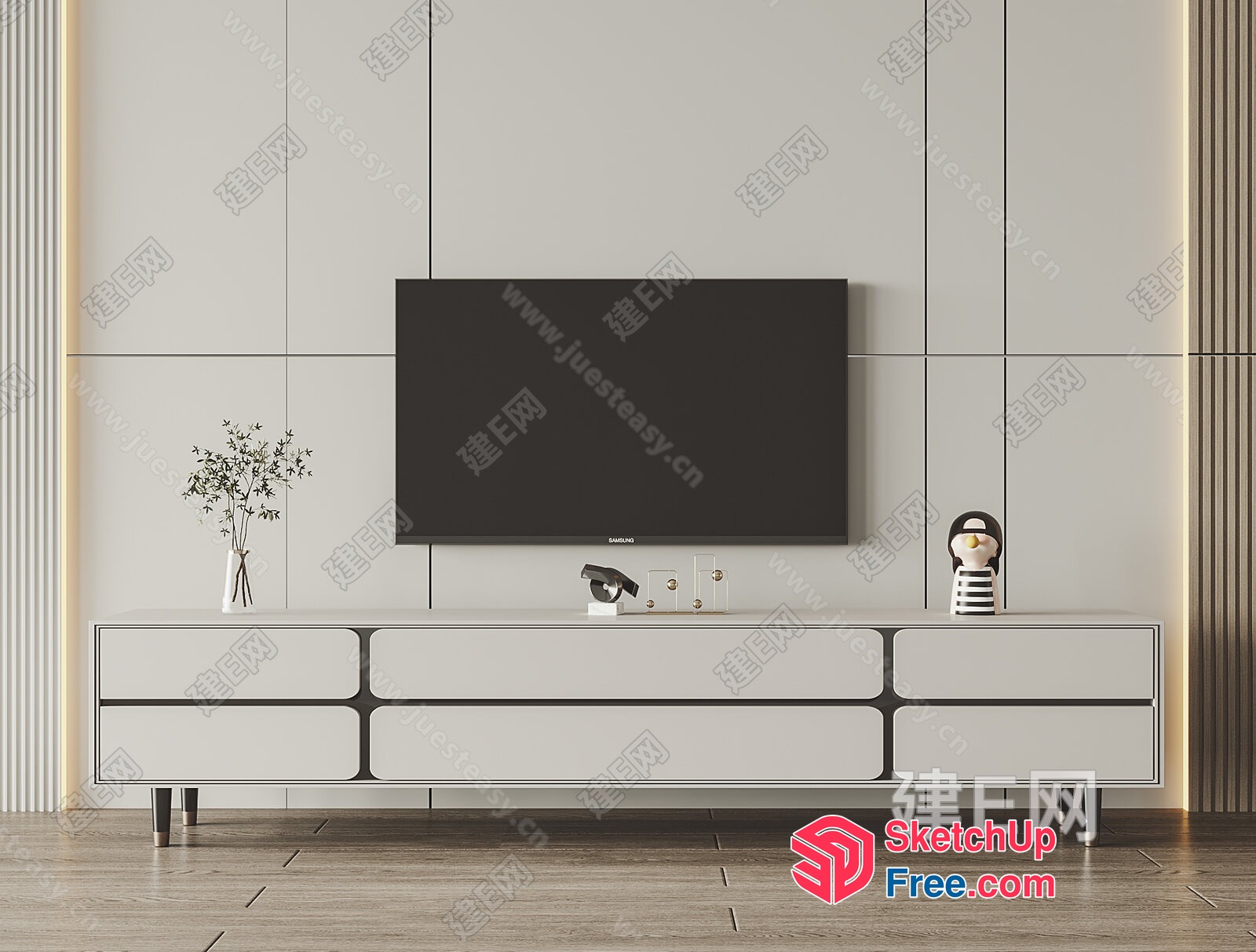 Modern Minimalist Living Room Tv Stand 3D SketchUp File