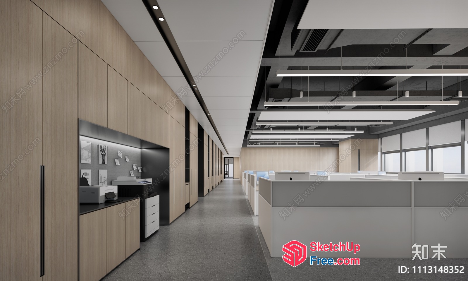 Modern Office Space With Sleek Furniture And Natural Wood Accents 3D SketchUp File