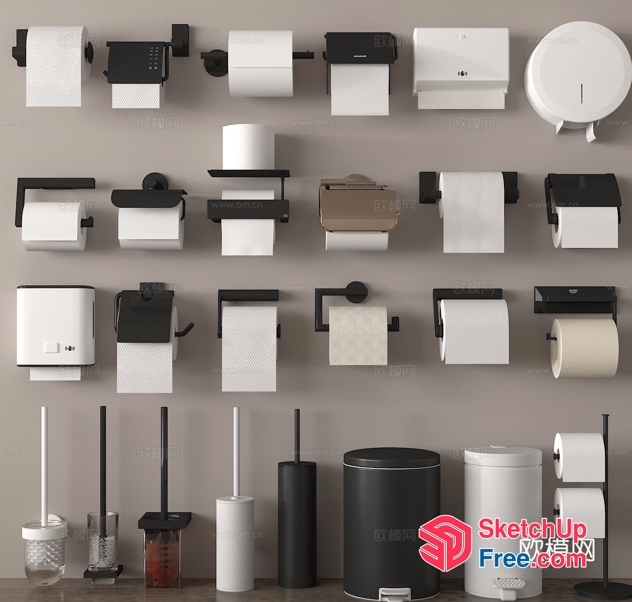 Modern Toilet Paper Roll Holders Collection 3D SketchUp File