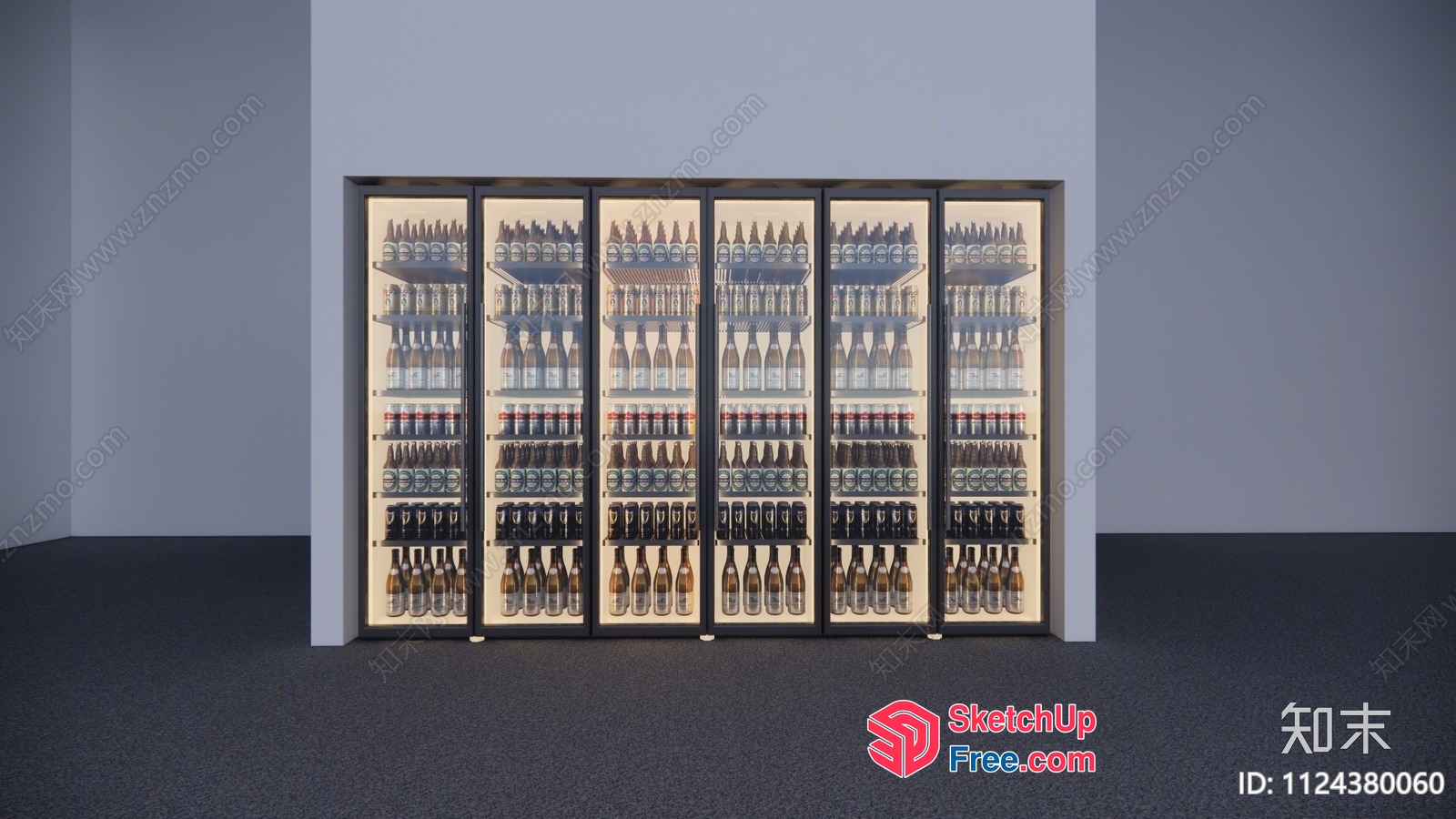 Large Display Of Bottles In Glass Doorway 3D SketchUp File