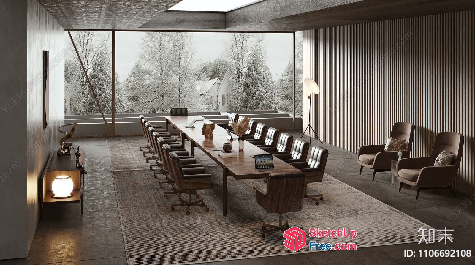 Contemporary Office Space With Natural Light And Comfortable Seating 3D SketchUp File
