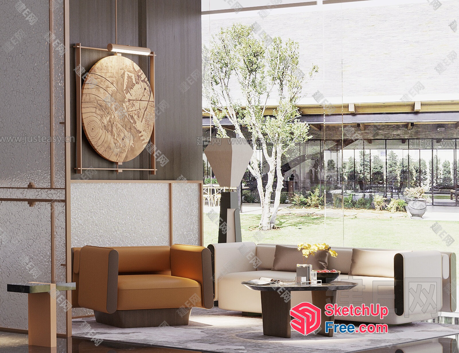 Luxurious Modern Interior With Elegant Furniture And Natural Elements 3D SketchUp File