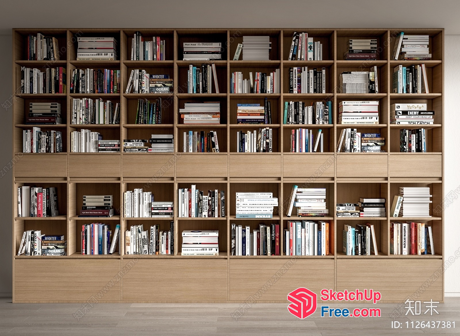 Modern Bookcase With Open Shelves And Storage 3D SketchUp File