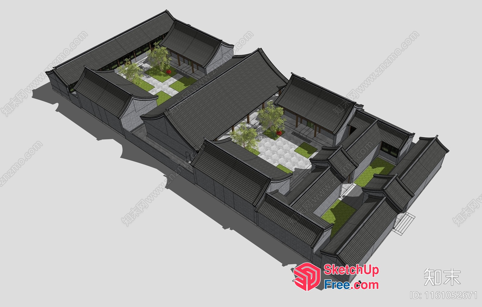 Asian Style Villa With Traditional Roof Synthesis 3D SketchUp File