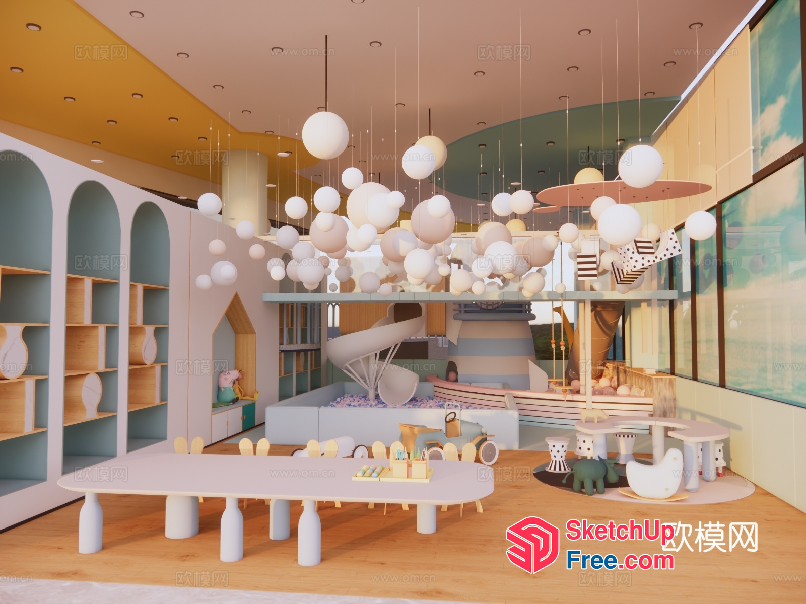 Modern Playroom With Vibrant Color Scheme And Unique Furniture 3D SketchUp File