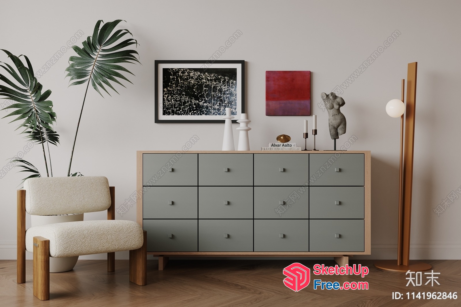 Minimalist Scandinavian Style Living Room 3D SketchUp File