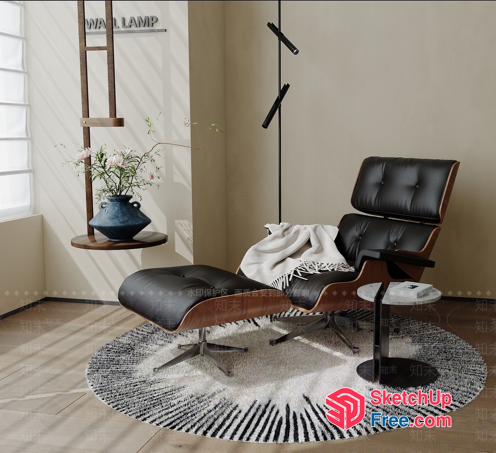 Modern Minimalist Living Room With Natural Light And Comfortable Seating 3D SketchUp File