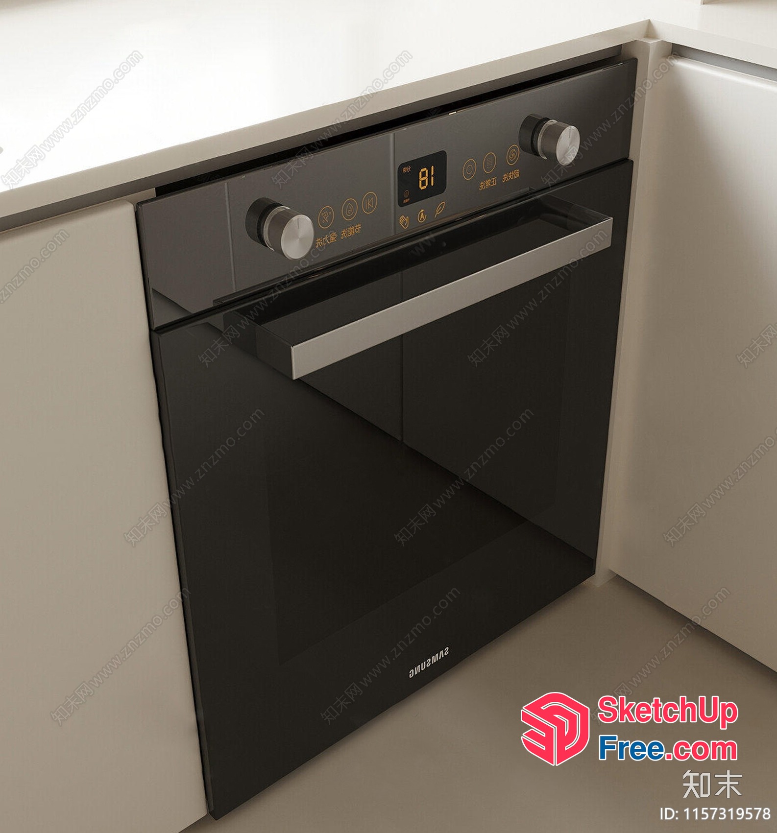 Modern Kitchen Oven With Digital Display And Knobs 3D SketchUp File