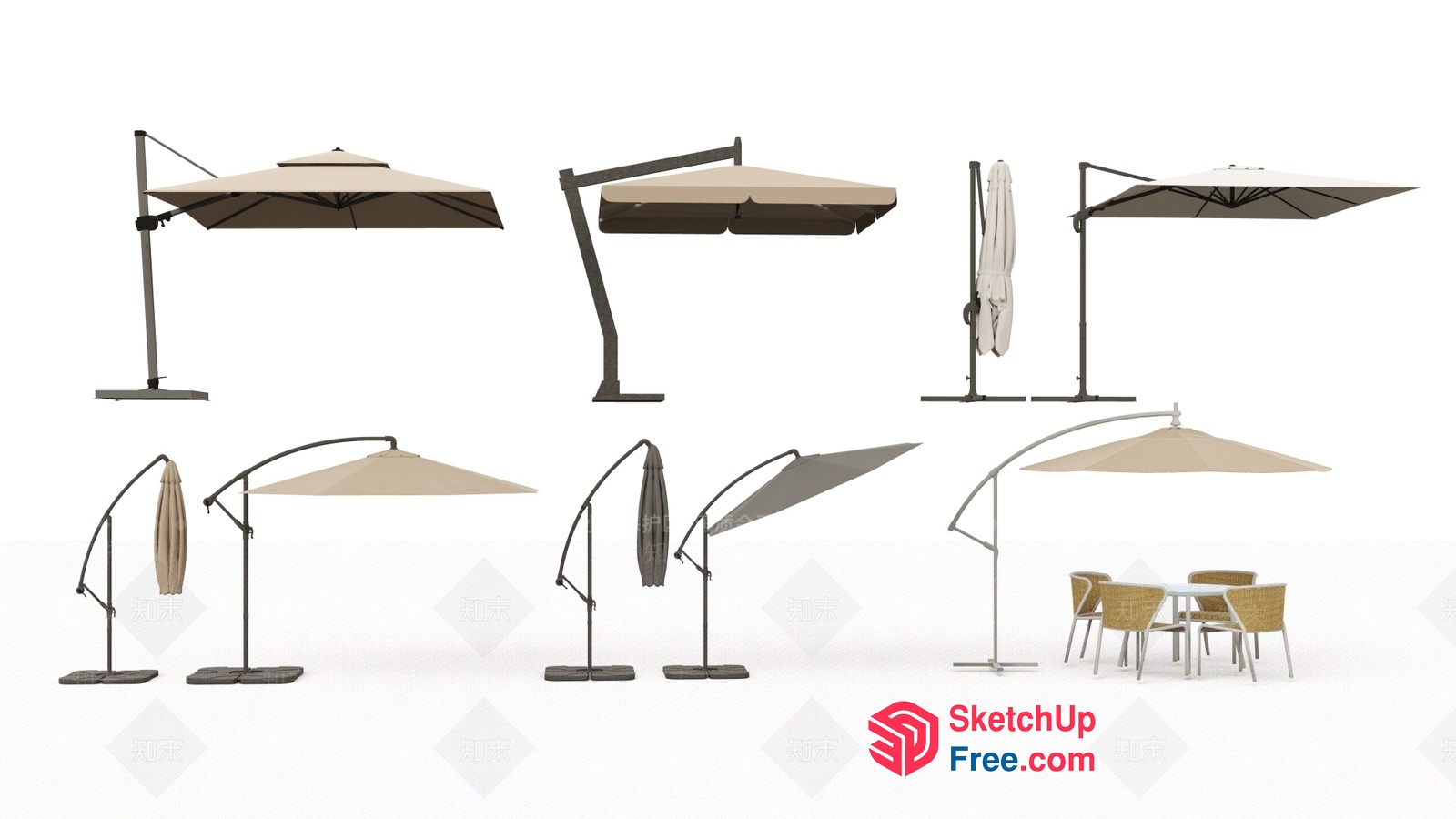 Outdoor Patio Umbrellas Collection 3D SketchUp File