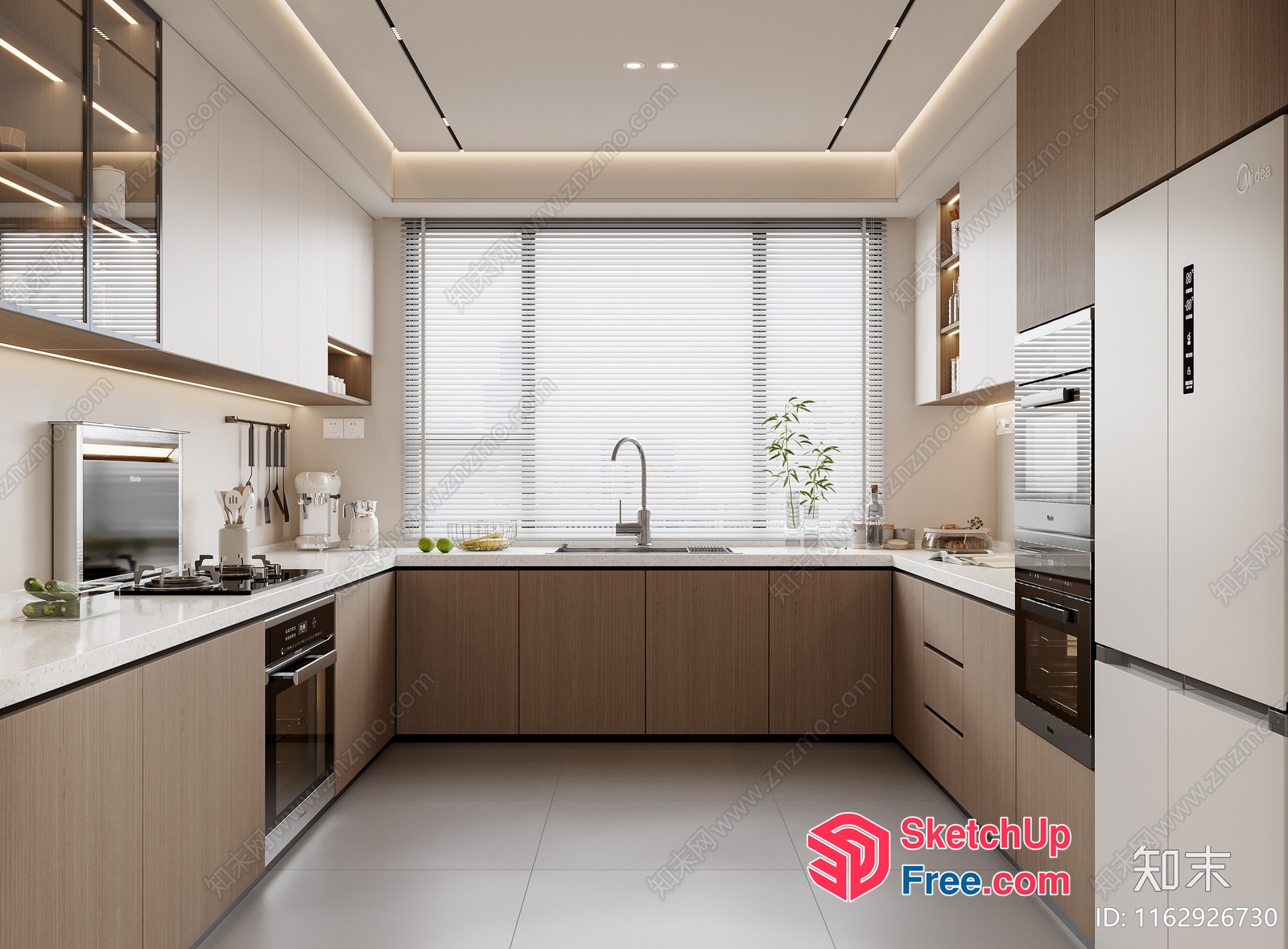 Modern Kitchen Interior With Sleek White Countertops 3D SketchUp File