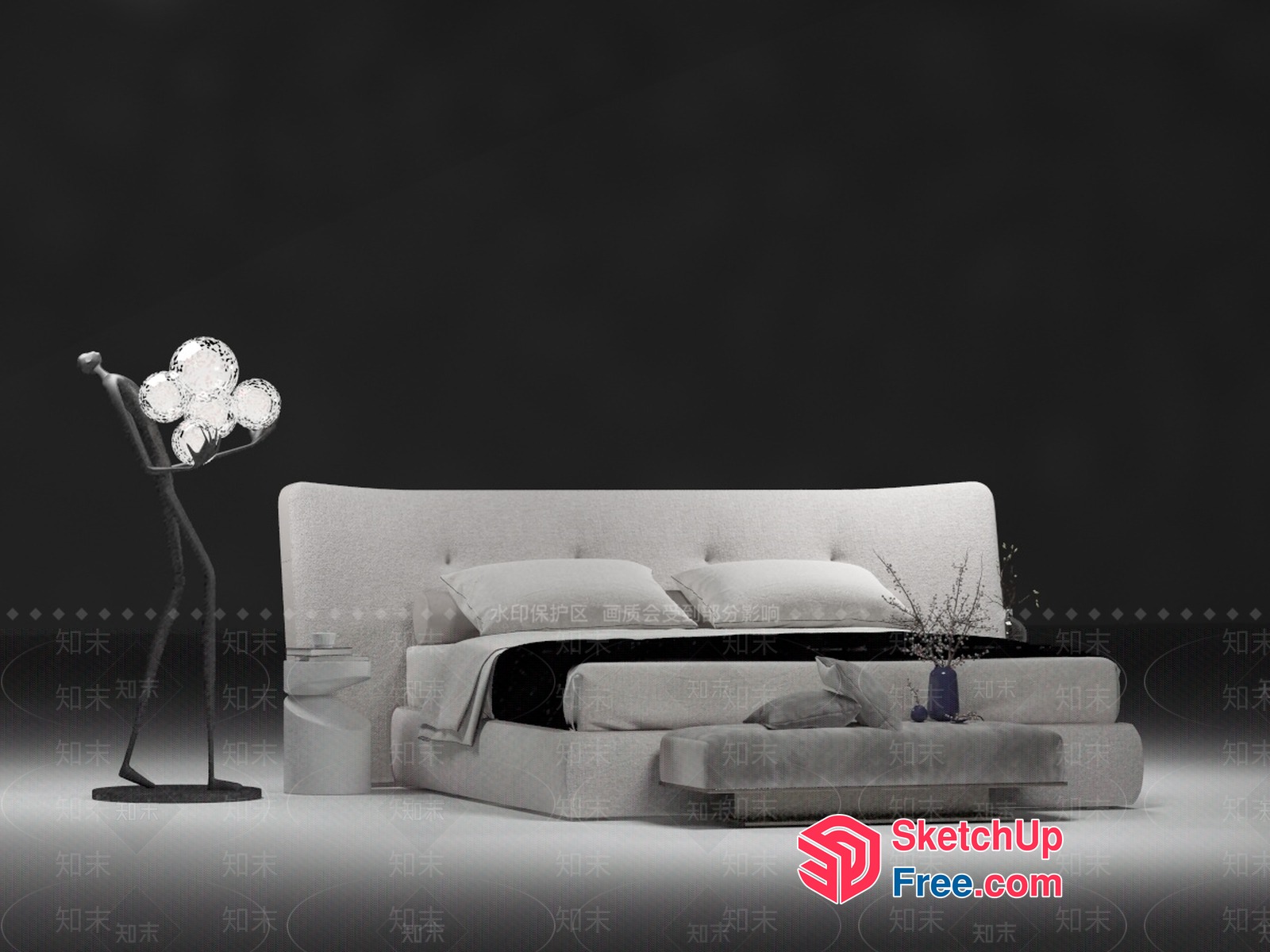 Modern Minimalist Bedroom Decor 3D SketchUp File