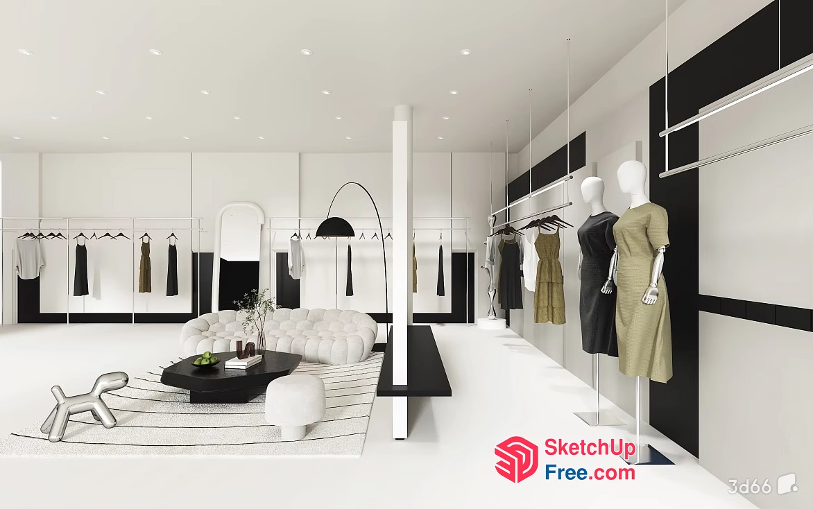 Modern Minimalist Fashion Boutique Interior 3D SketchUp File