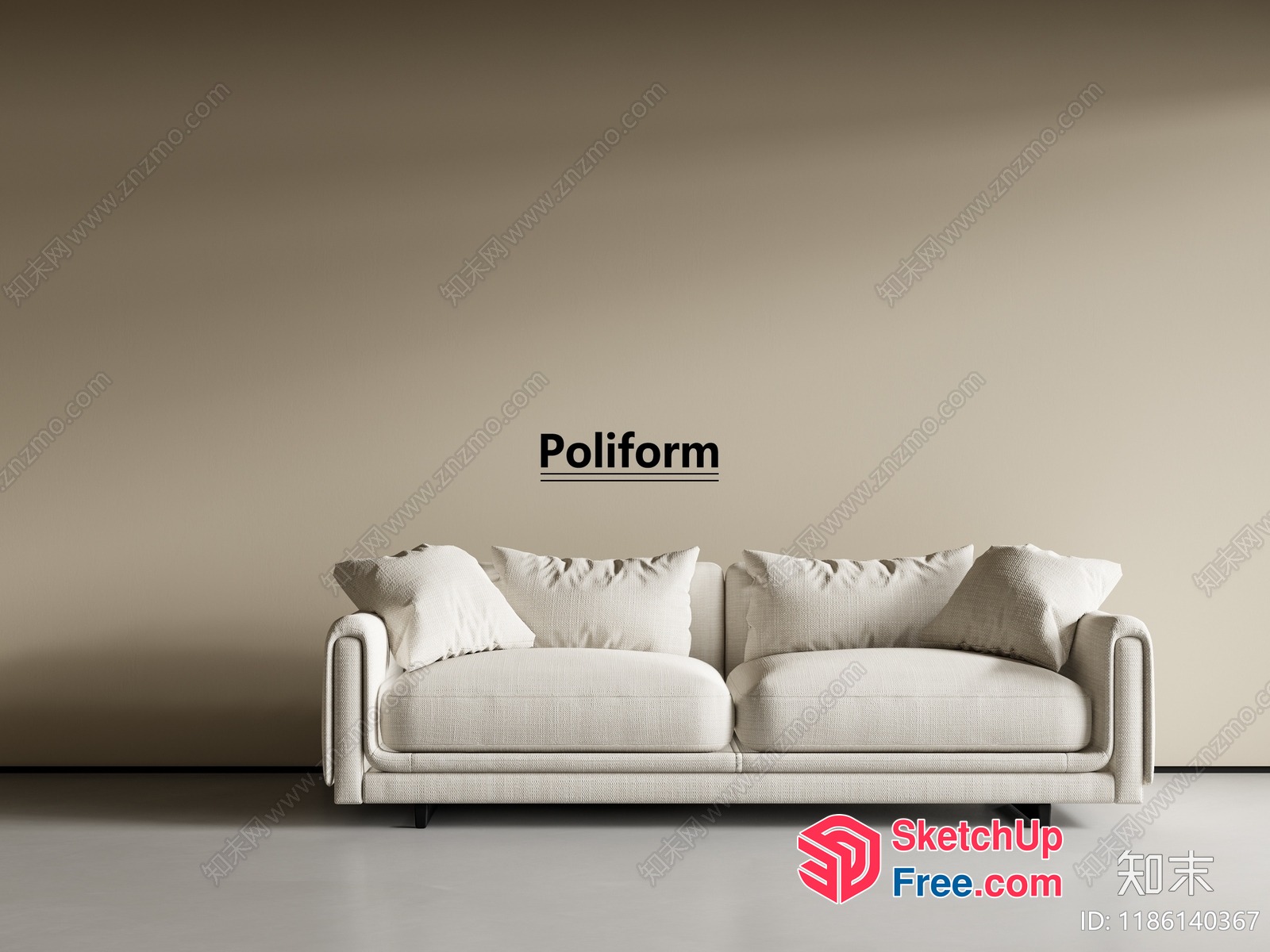 Minimalist Style Sofa With Pillows 3D SketchUp File