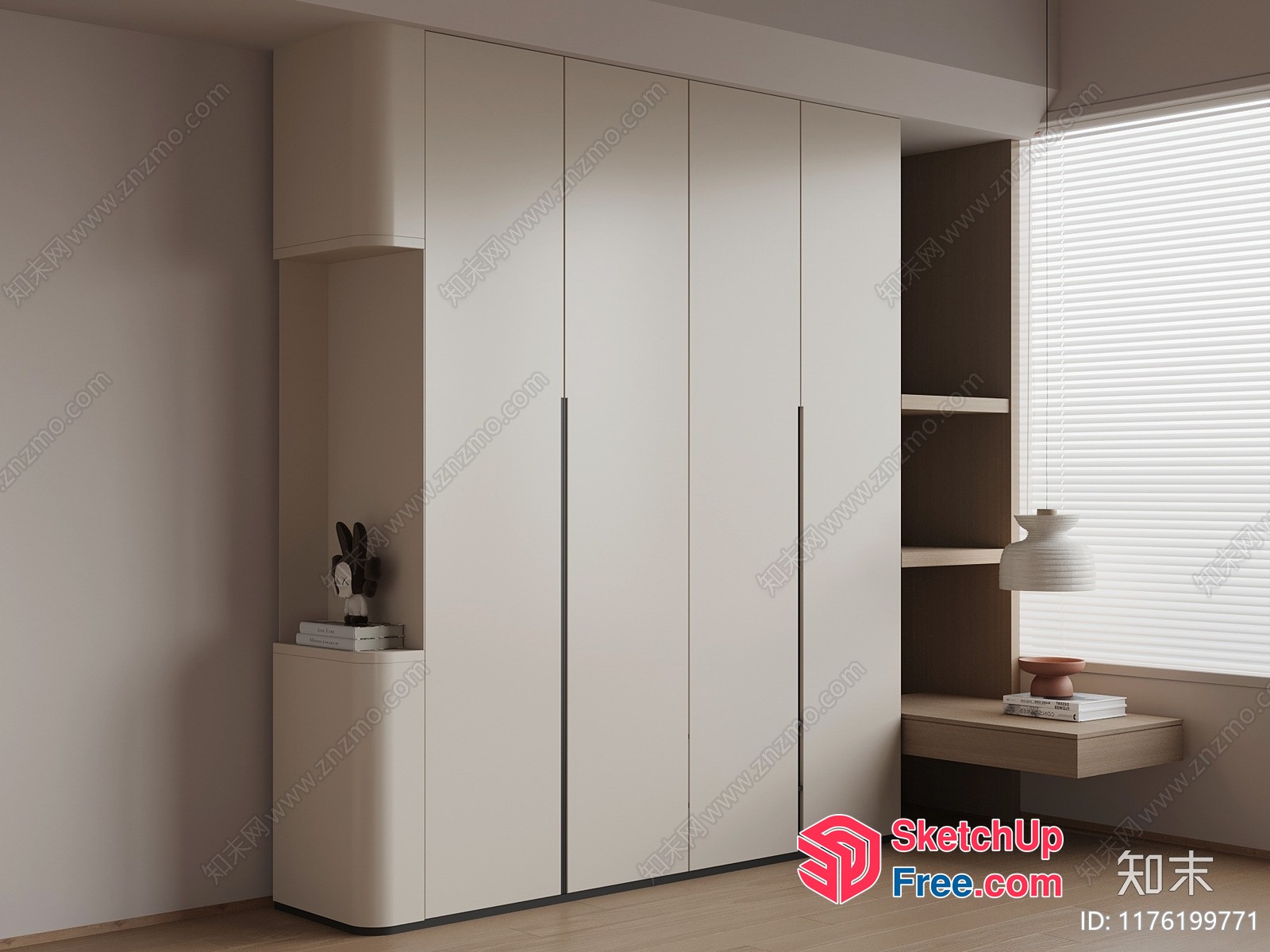 Minimalist Style Wardrobe With Built-In Shelves 3D SketchUp File