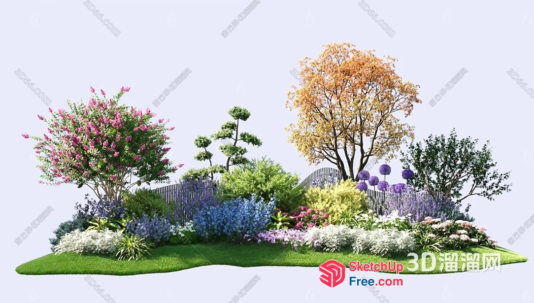 Vibrant 3D Rendering Of A Lush Garden Scene 3D SketchUp File