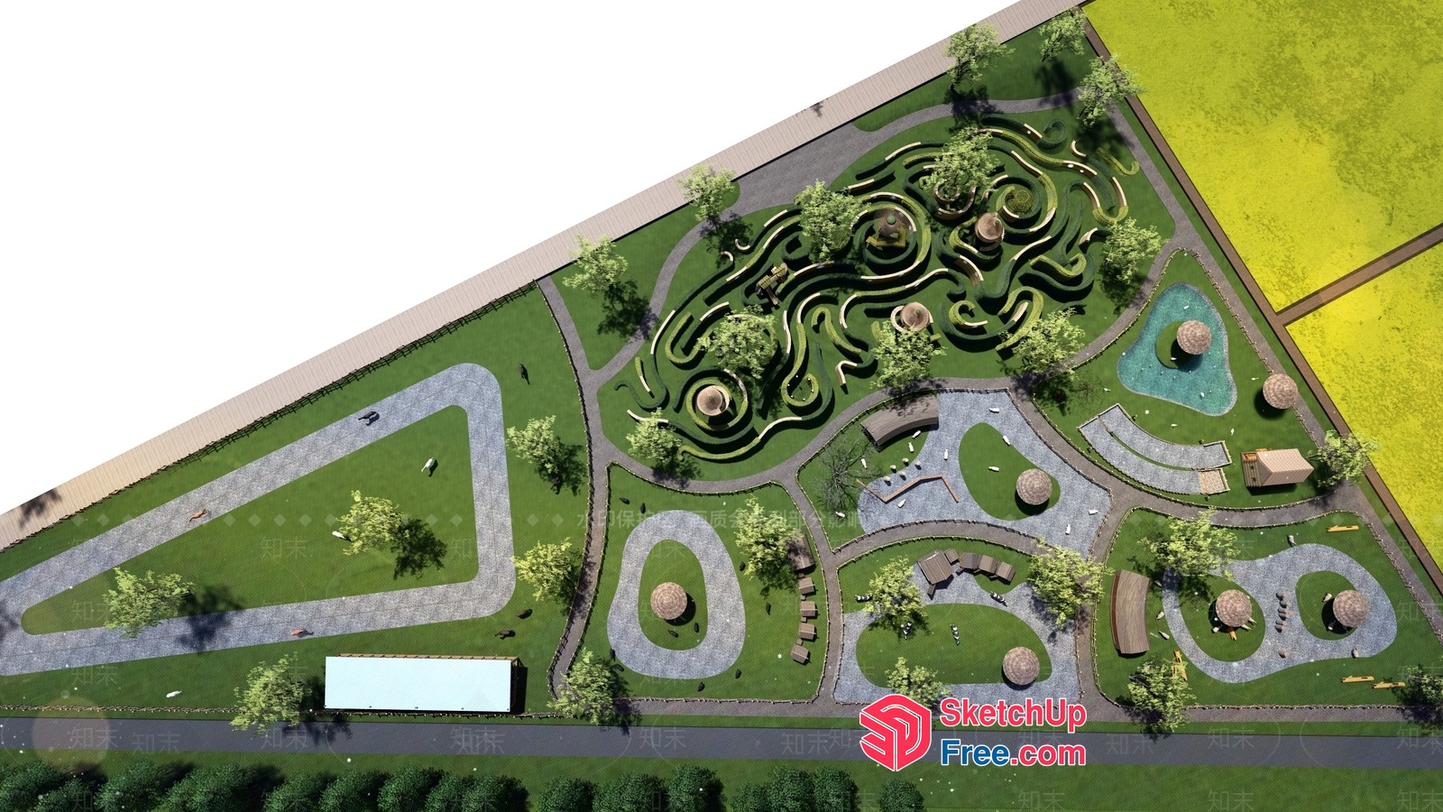 Serene Park Landscape 3D SketchUp File