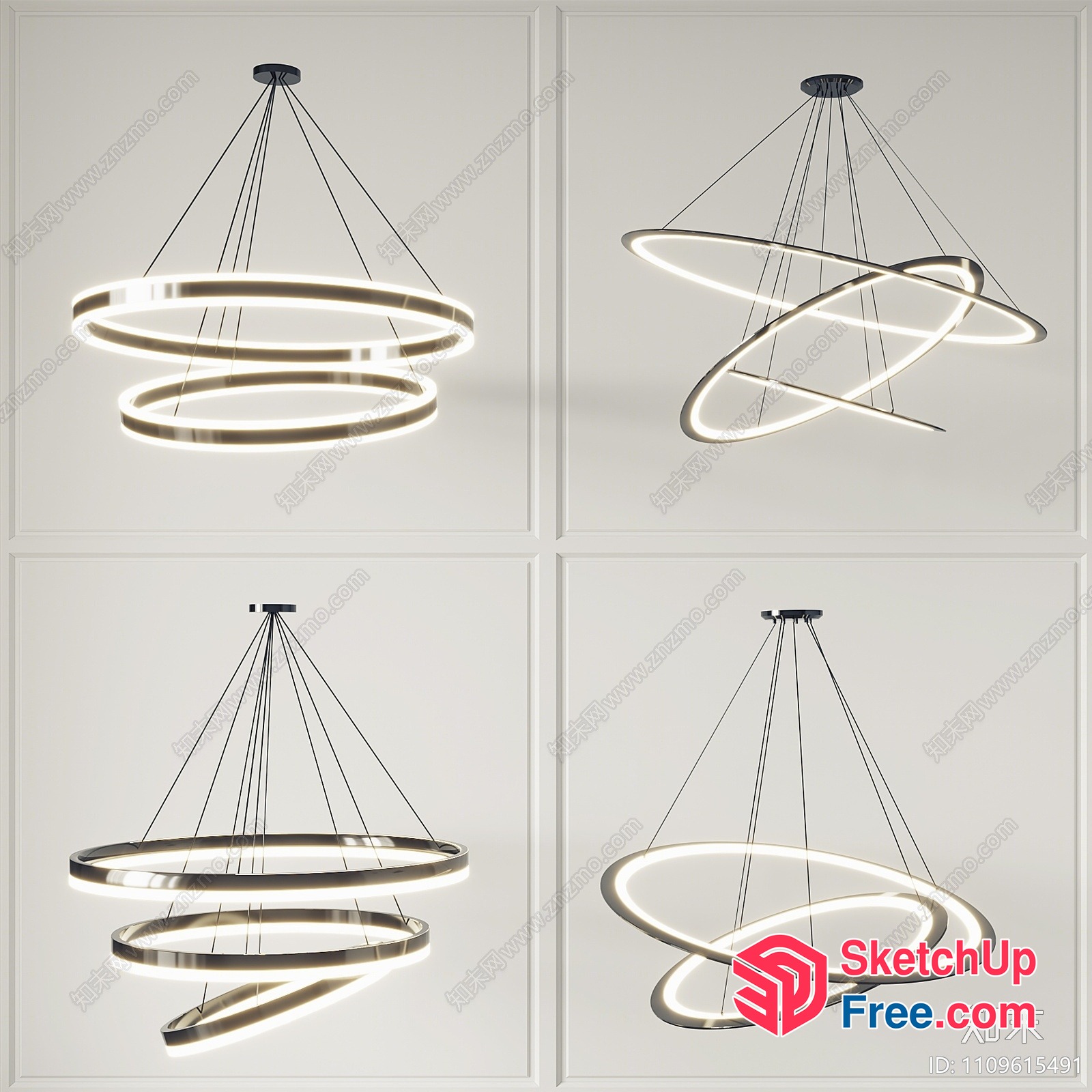 Modern And Sleek Led Ring Chandelier 3D SketchUp File