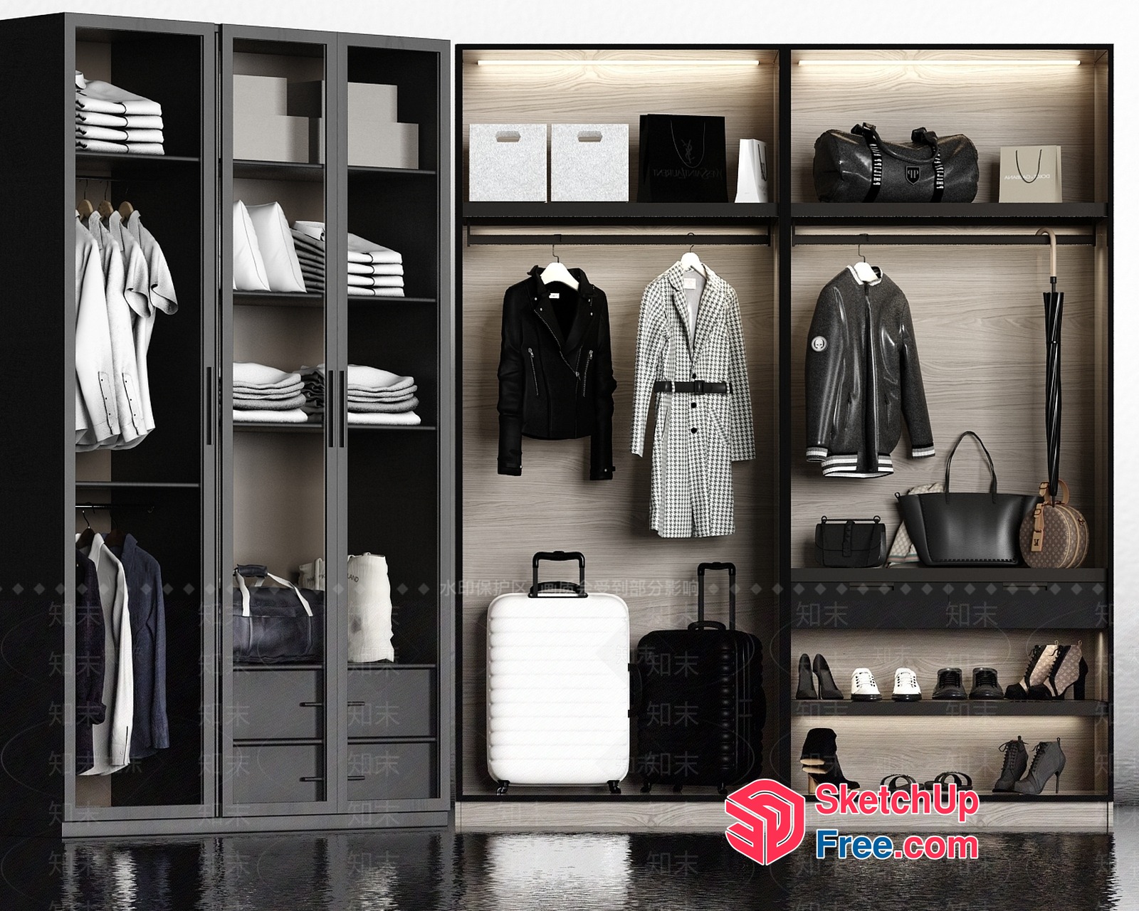 Modern Wardrobe With Storage And Accessories 3D SketchUp File