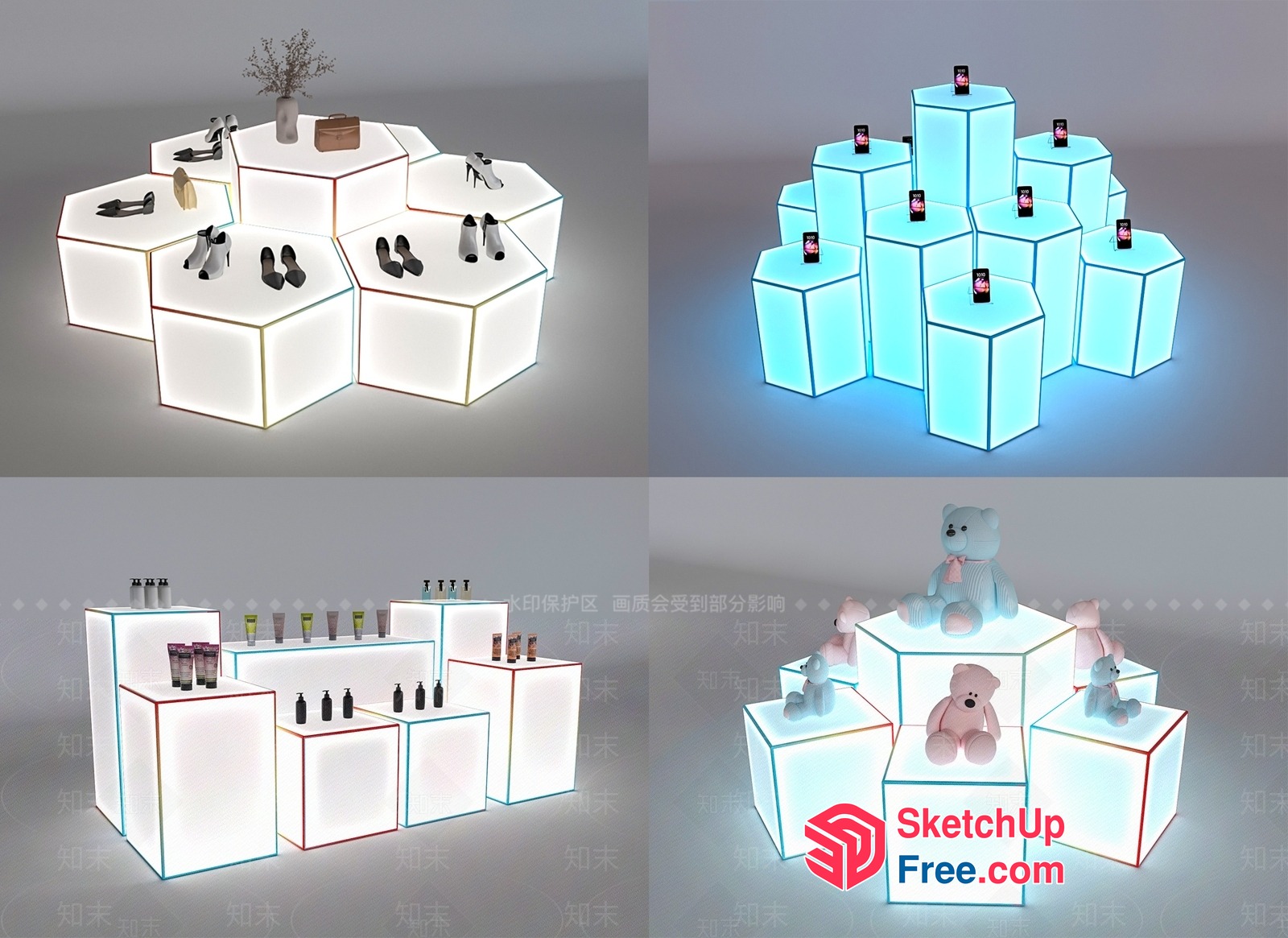 Display Stands With Led Lighting For Retail Spaces 3D SketchUp File
