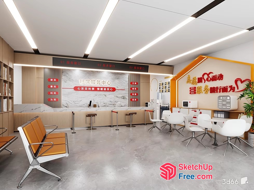 Modern Reception Area With Chinese-Inspired Decor 3D SketchUp File