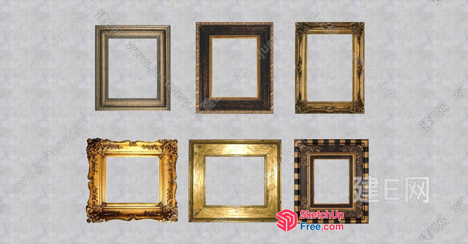 Ornate Golden Picture Frames 3D SketchUp File