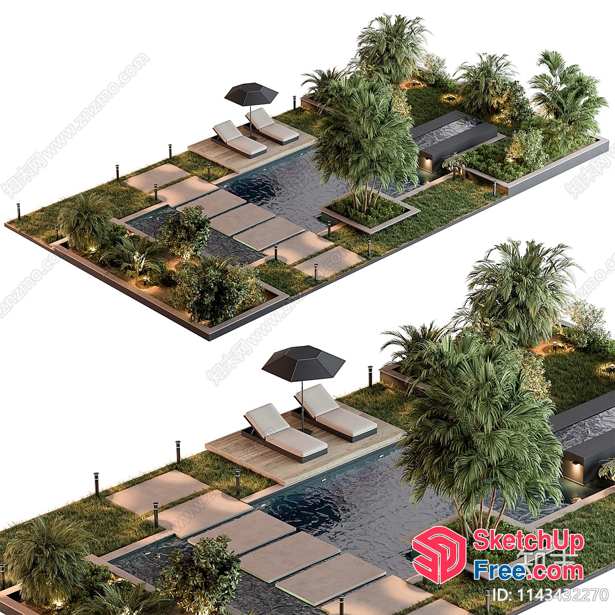 Tropical Oasis Poolside Retreat 3D SketchUp File