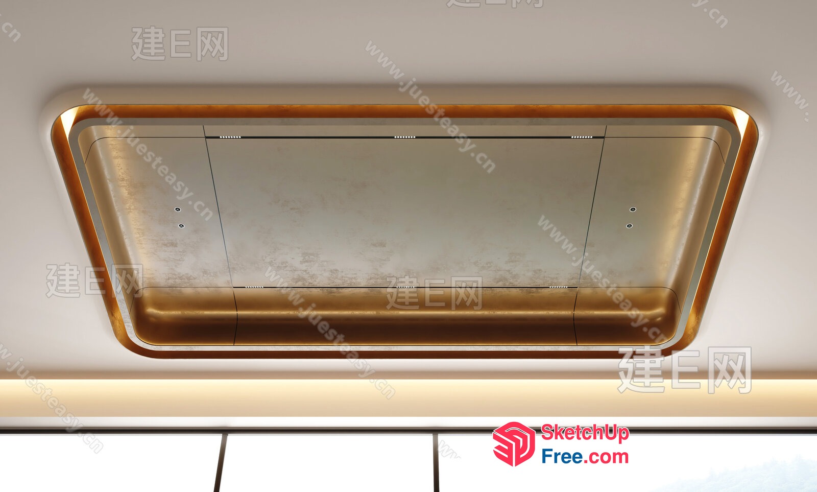 Ceiling With Modern Design And Lighting Features 3D SketchUp File