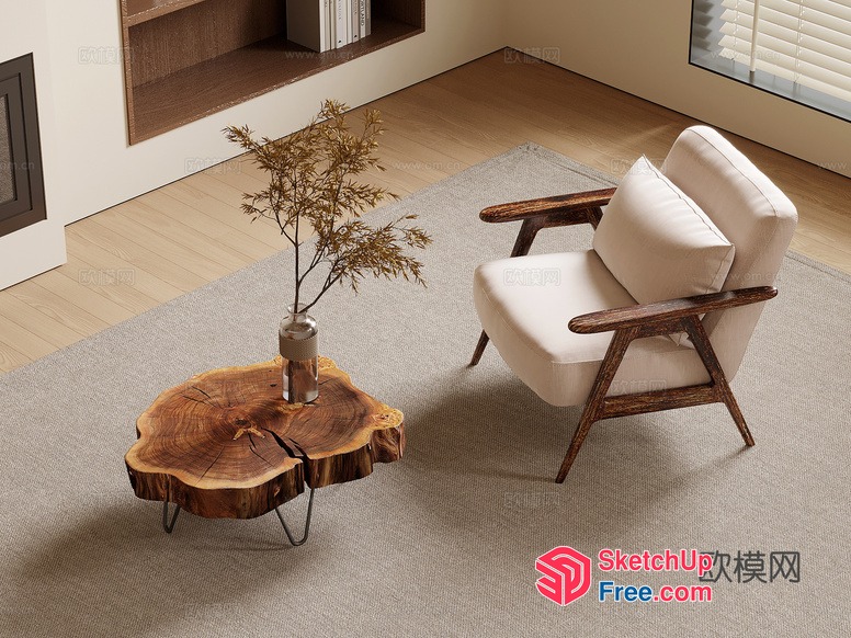 Elegant Minimalist Living Room Furniture 3D SketchUp File