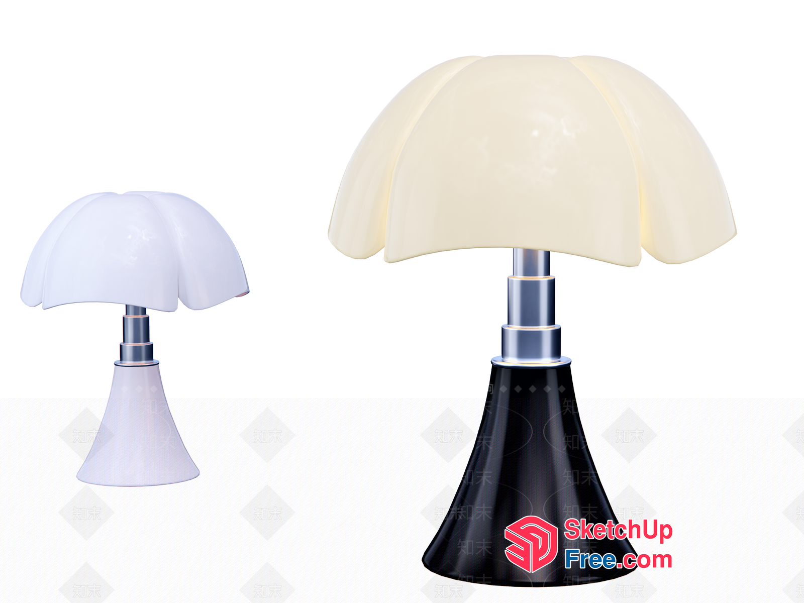Modern Table Lamps With Unique Dome Shaped Shades 3D SketchUp File