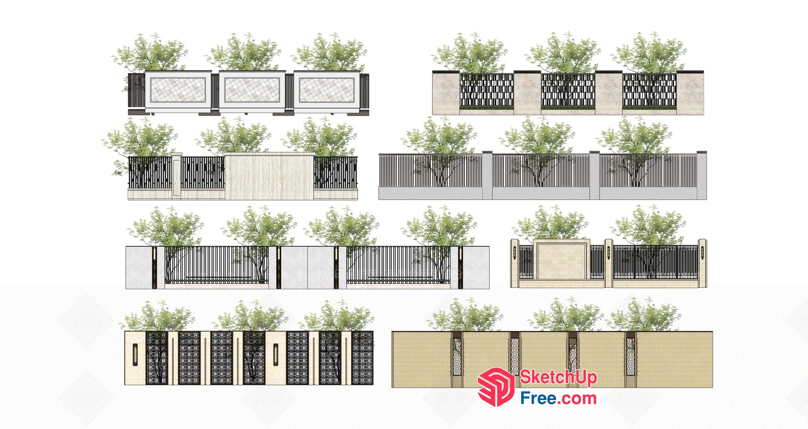 Exterior Decorative Wall And Gate Designs 3D SketchUp File