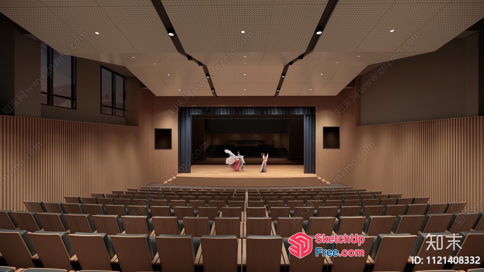 Empty Auditorium With Stage And Chairs 3D SketchUp File