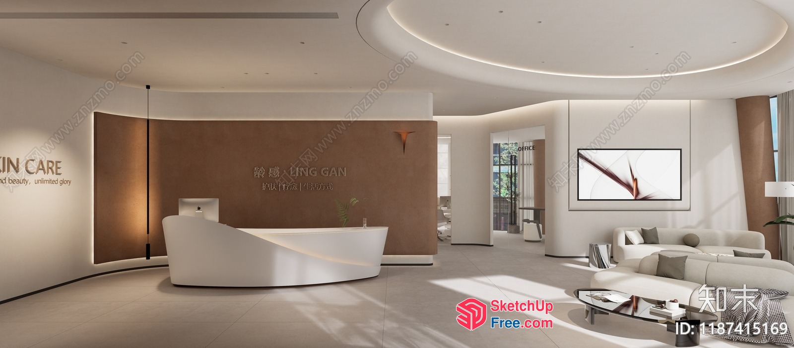 Modern Office Space With Sleek Reception Desk And Minimalist Decor 3D SketchUp File