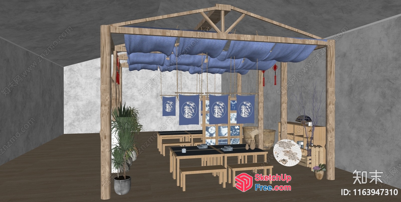 Traditional Japanese Pavilion Interior 3D SketchUp File