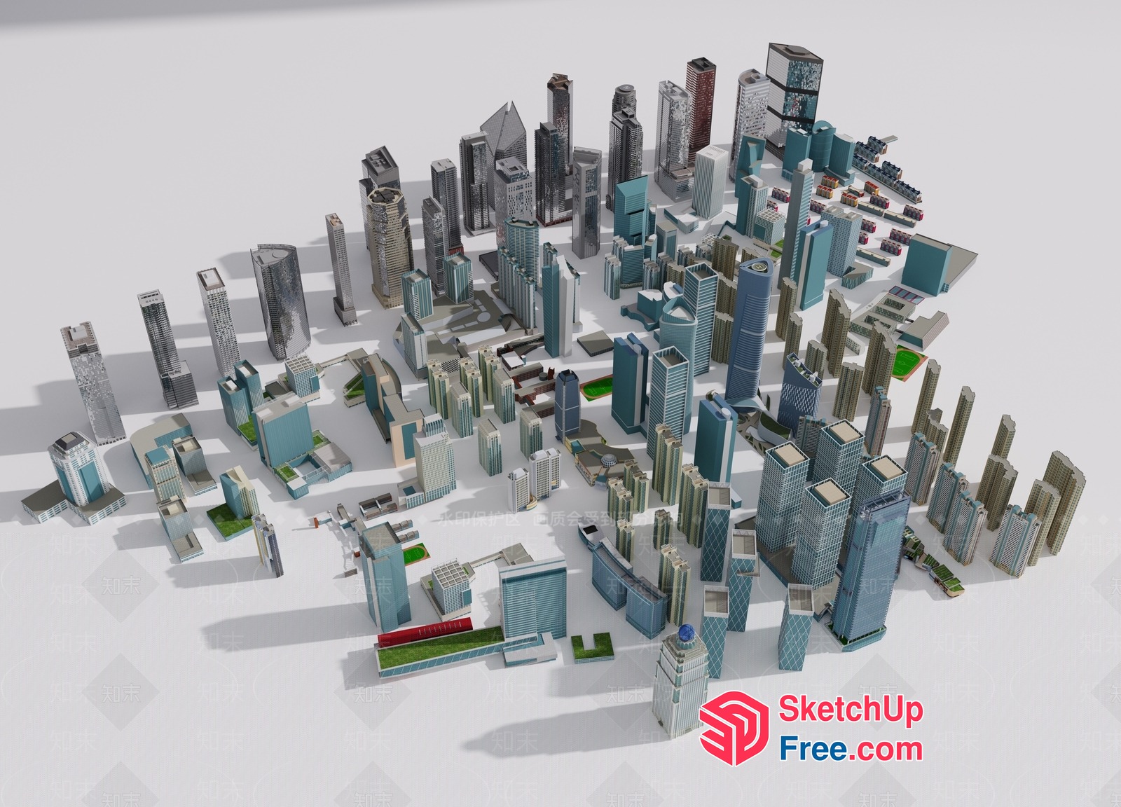 Modern Cityscape With Glass And Steel Architecture 3D SketchUp File