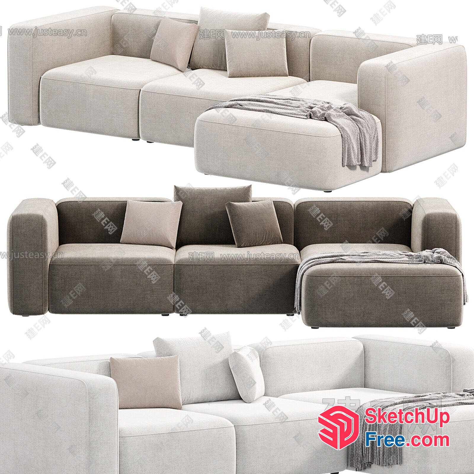 Modern Minimalist Sofa Furniture Set 3D SketchUp File