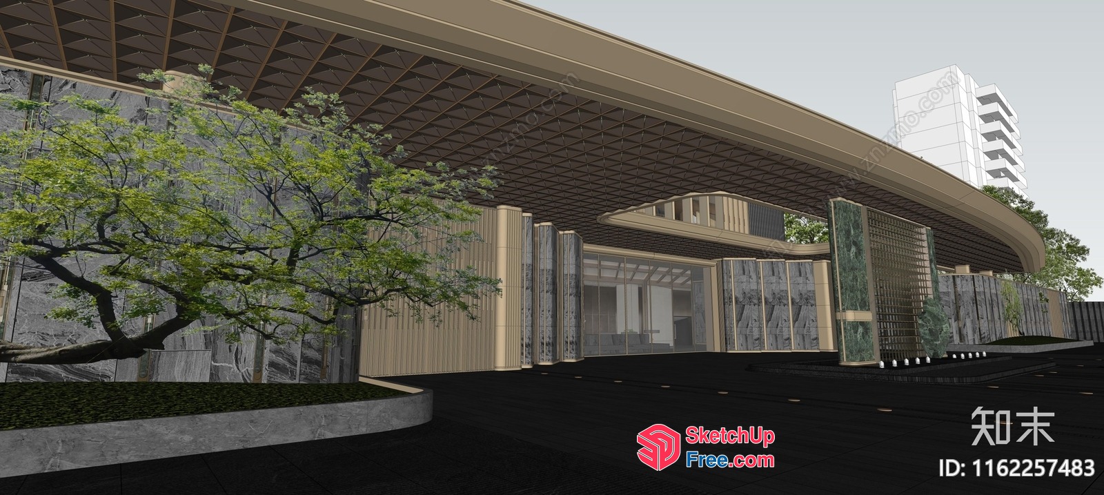 Modern Architecture Building With Elegant Design 3D SketchUp File