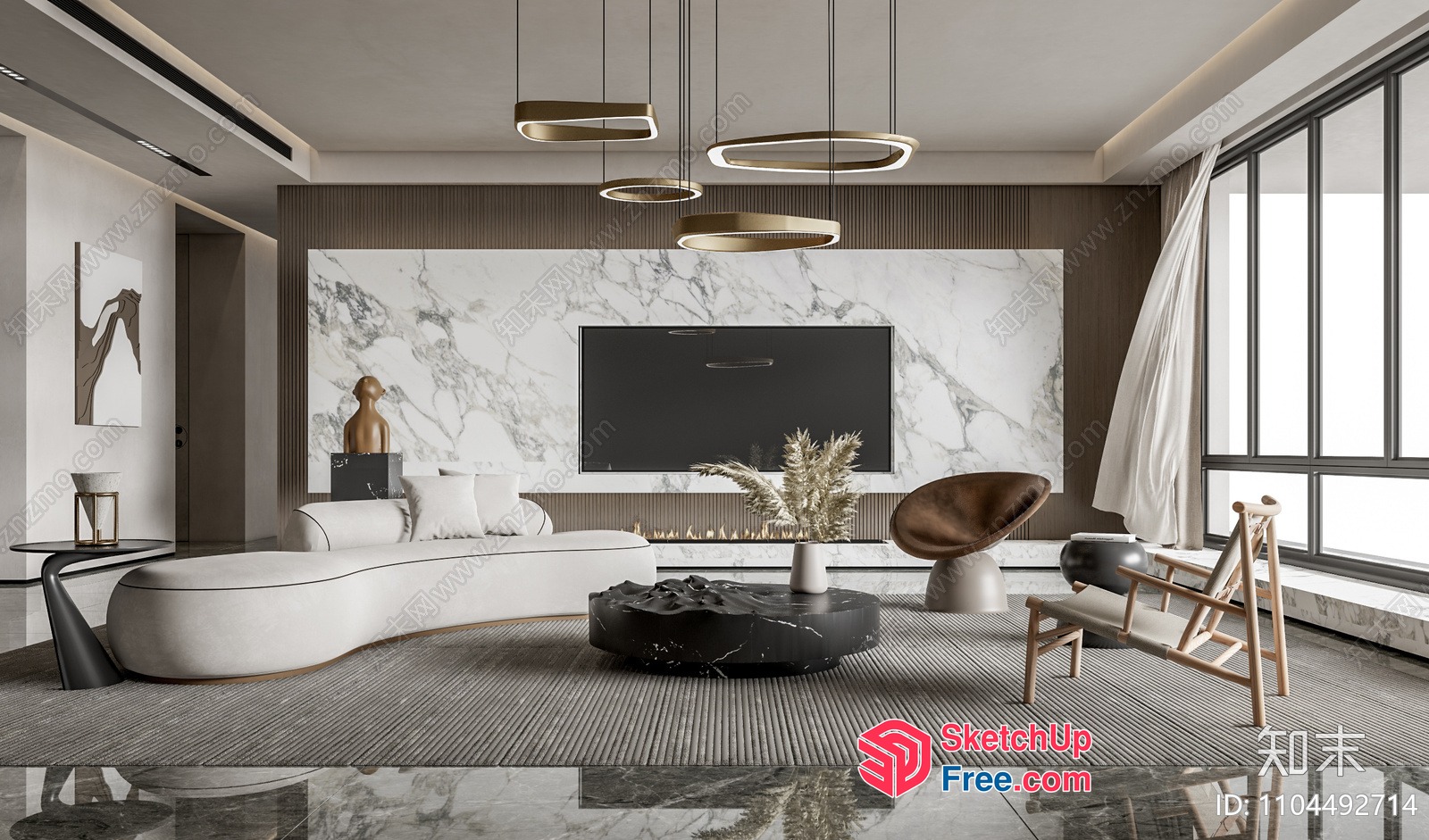 Modern Minimalist Living Room With Sleek Furniture 3D SketchUp File