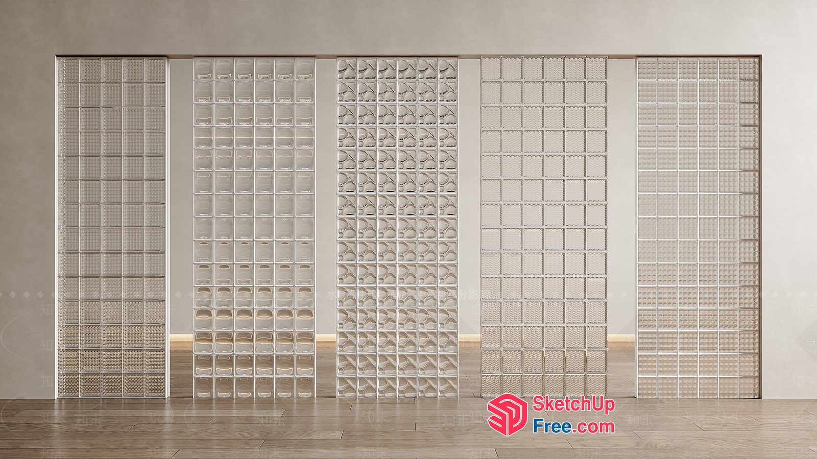 Glass Brick Wall Partition 3D SketchUp File