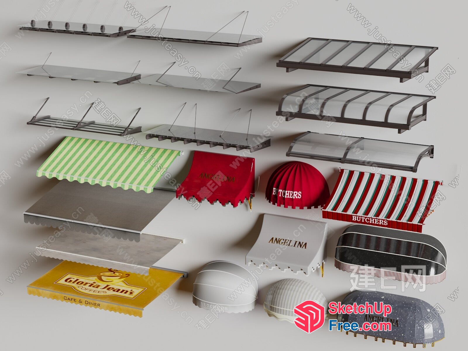 3D Model Of Various Storefronts And Decorations 3D SketchUp File