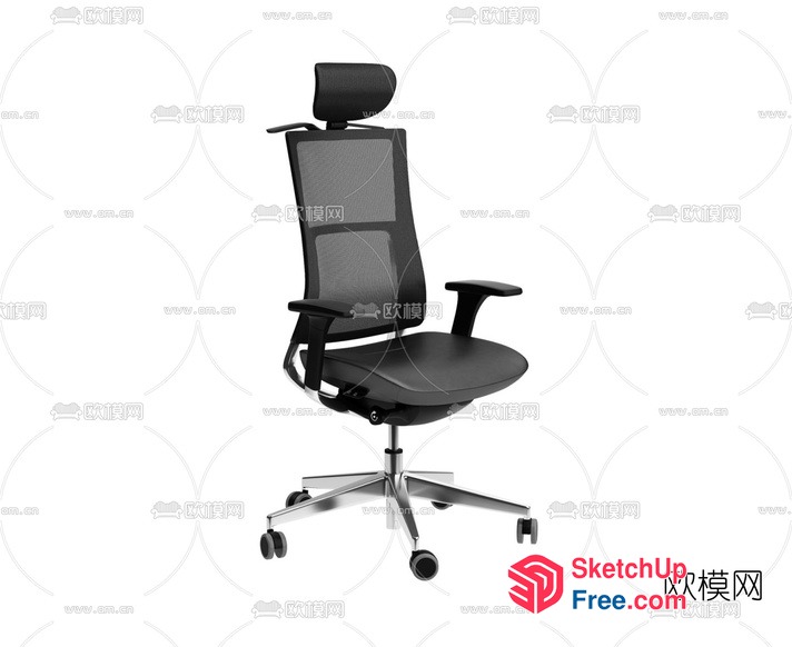 Modern Office Chair With Adjustable Headrest And Armrests 3D SketchUp File