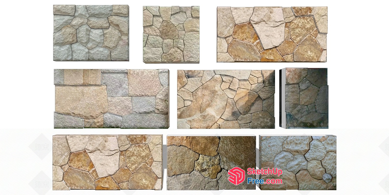 Natural Stone Wall Cladding Collection 3D SketchUp File