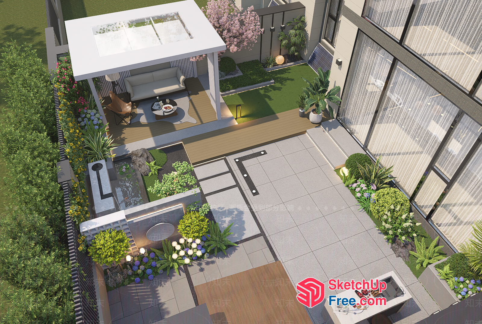 Luxurious Modern Outdoor Living Space 3D SketchUp File
