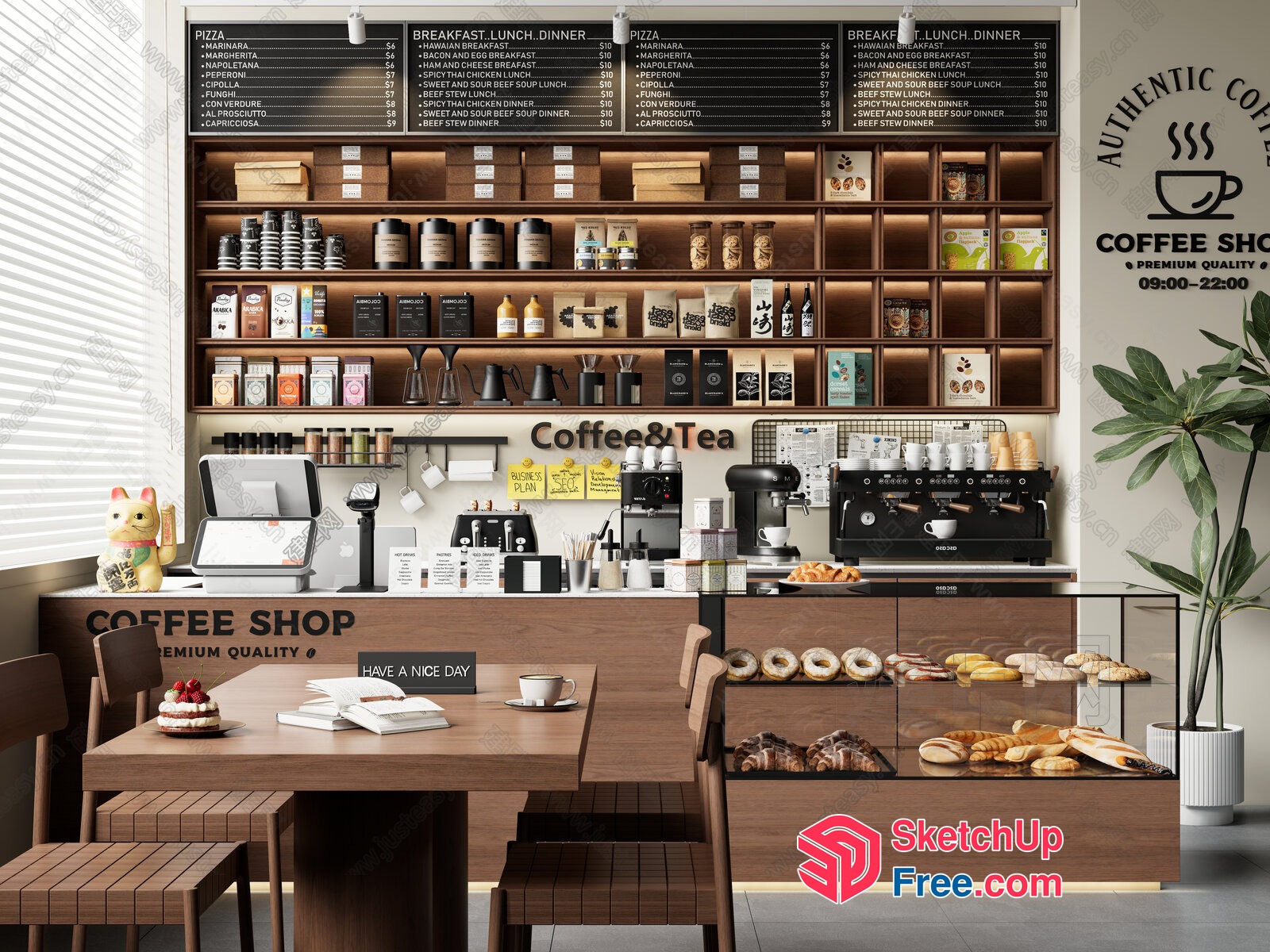 Authentic Coffee Shop Decor 3D SketchUp File