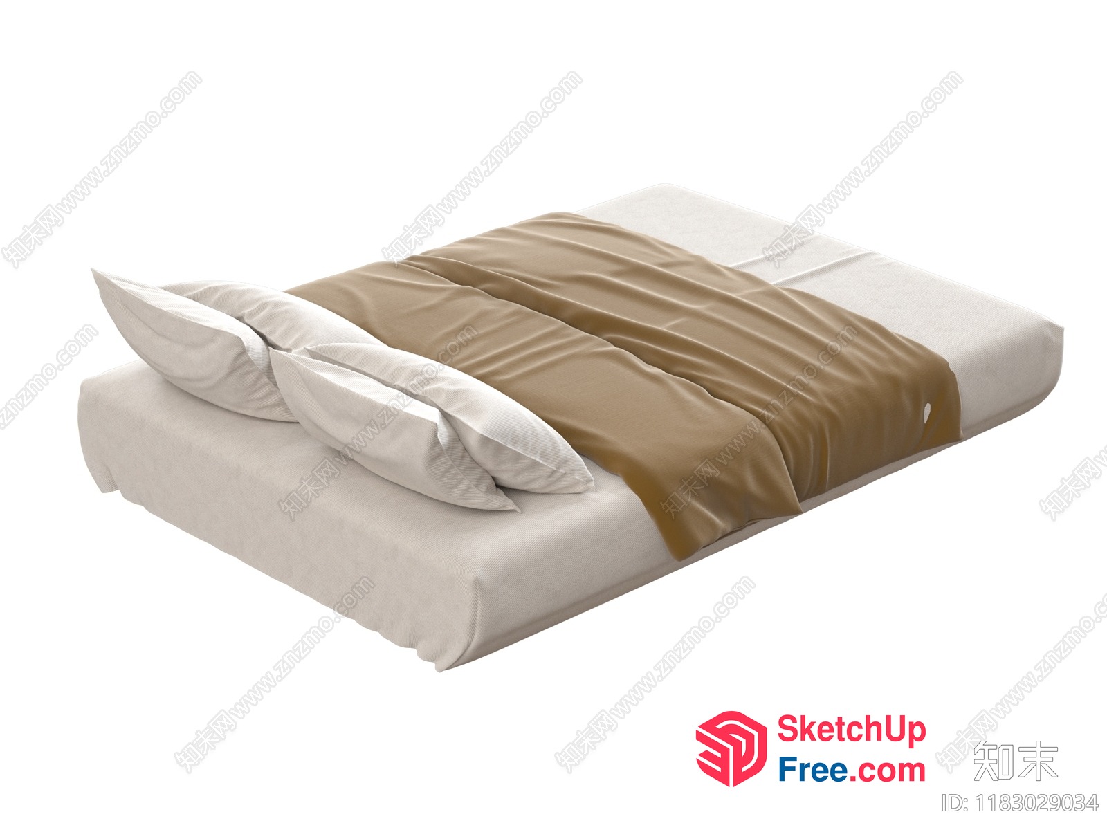 Minimalist Bedroom Interior With Pillows And Bedding 3D SketchUp File