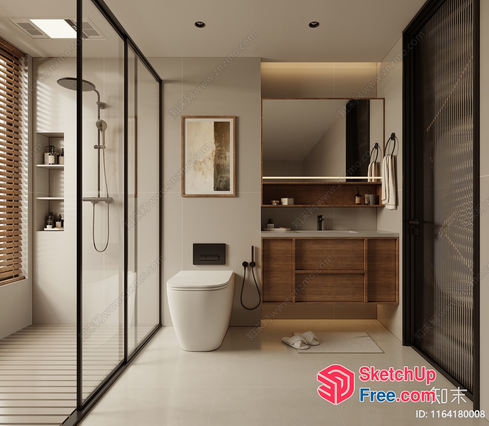 Modern Bathroom With Sleek Fixtures And Neutral Color Scheme 3D SketchUp File