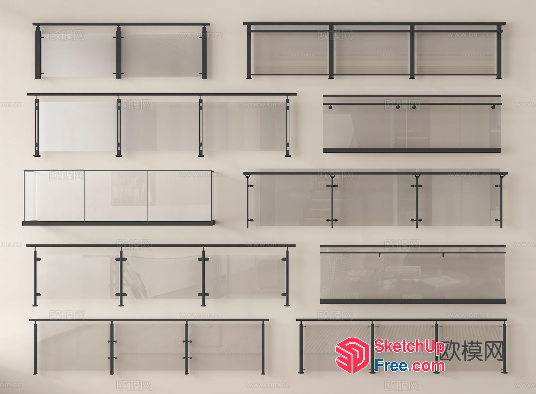 Modern Railing Designs For Balconies And Staircases 3D SketchUp File