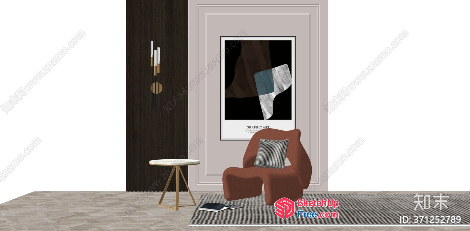 Minimalist Interior Design With Graphic Art Accent 3D SketchUp File