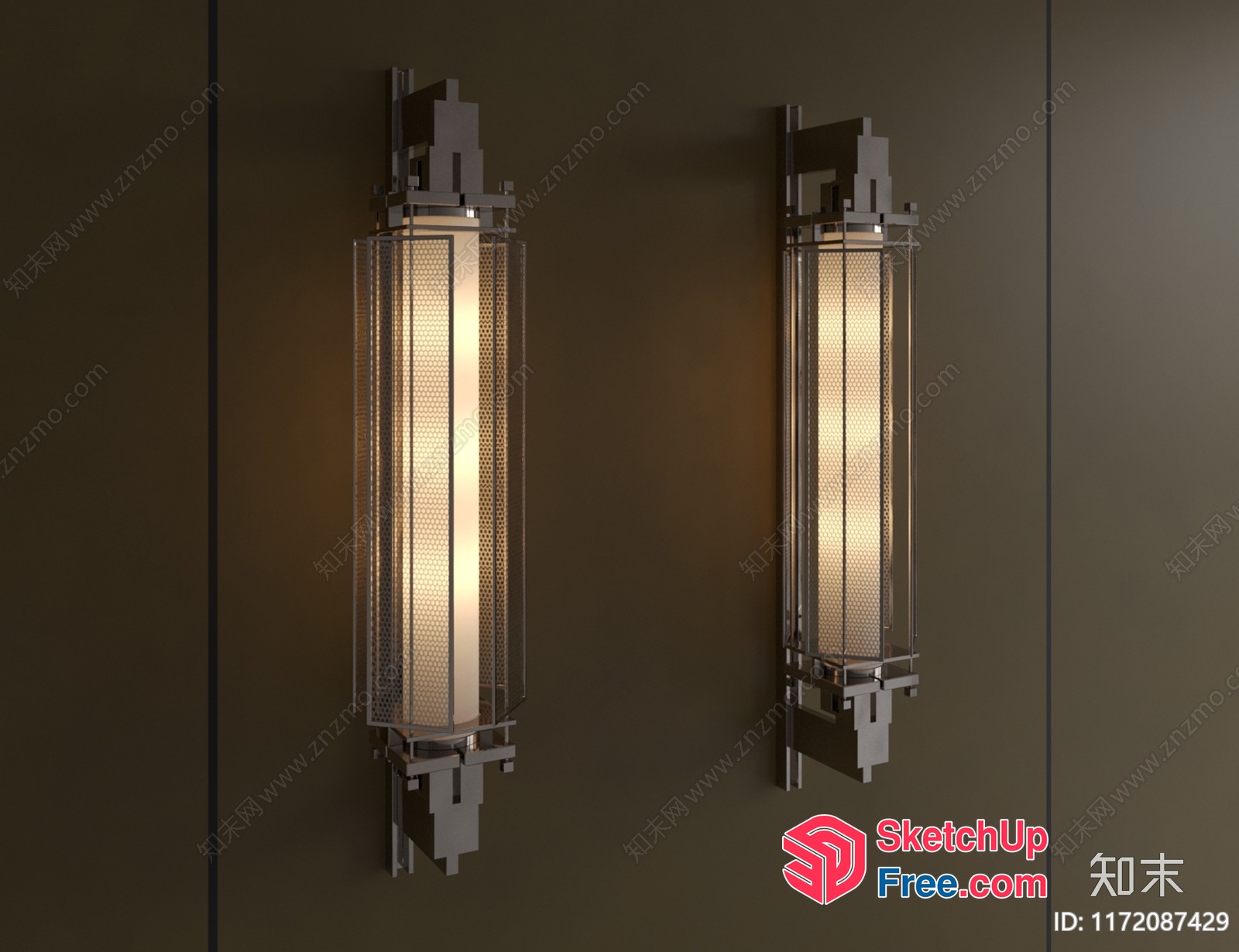 Two Modern Light Fixtures In A Dark Room 3D SketchUp File