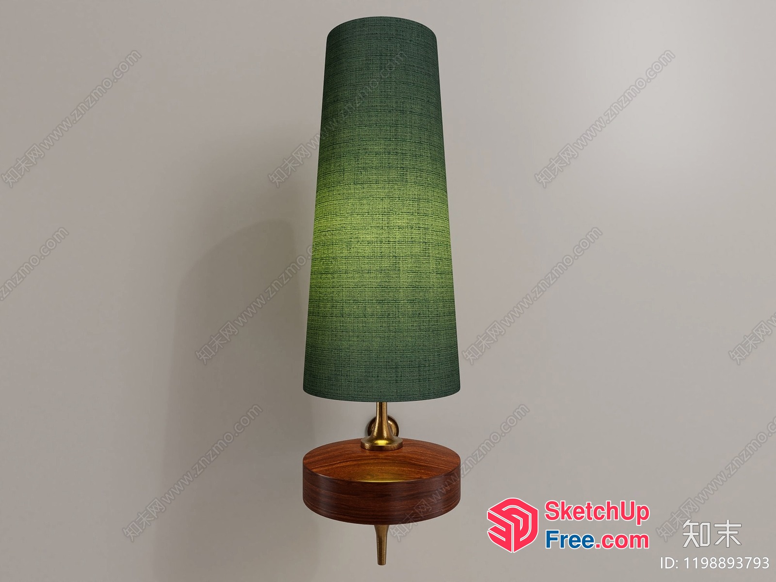 Mid-Century Modern Green And Brass Table Lamp 3D SketchUp File