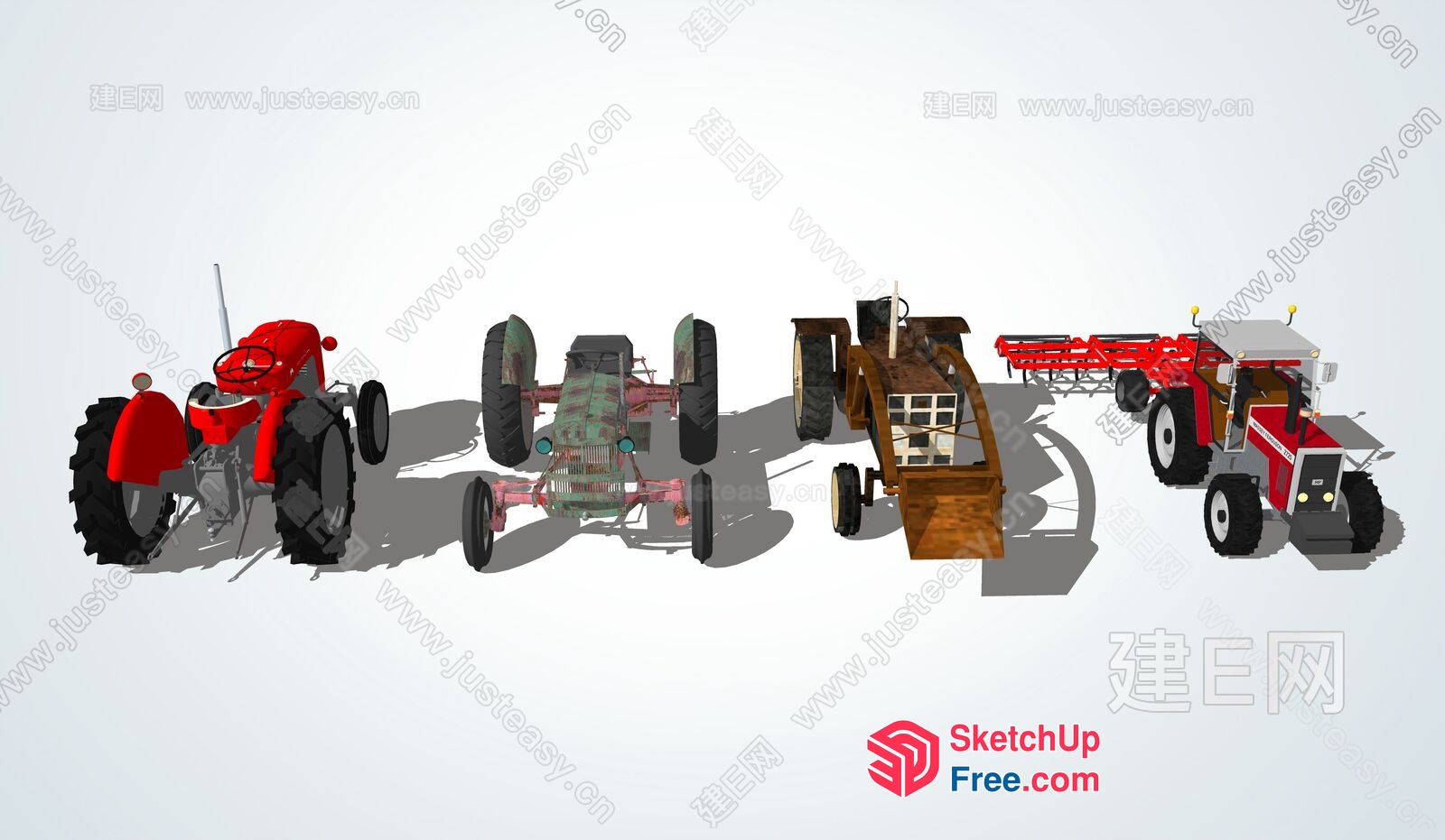 Tractors Of Various Styles And Ages 3D SketchUp File